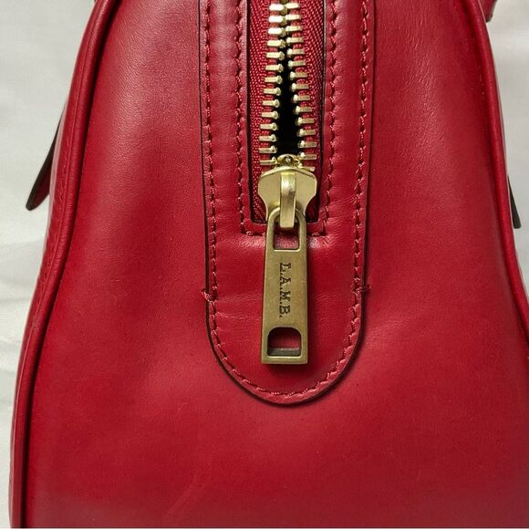 L.A.M.B. Red Leather Satchel Handbag Gwen Stefani 2011 Bag Purse Top Handle - Picture 7 of 14